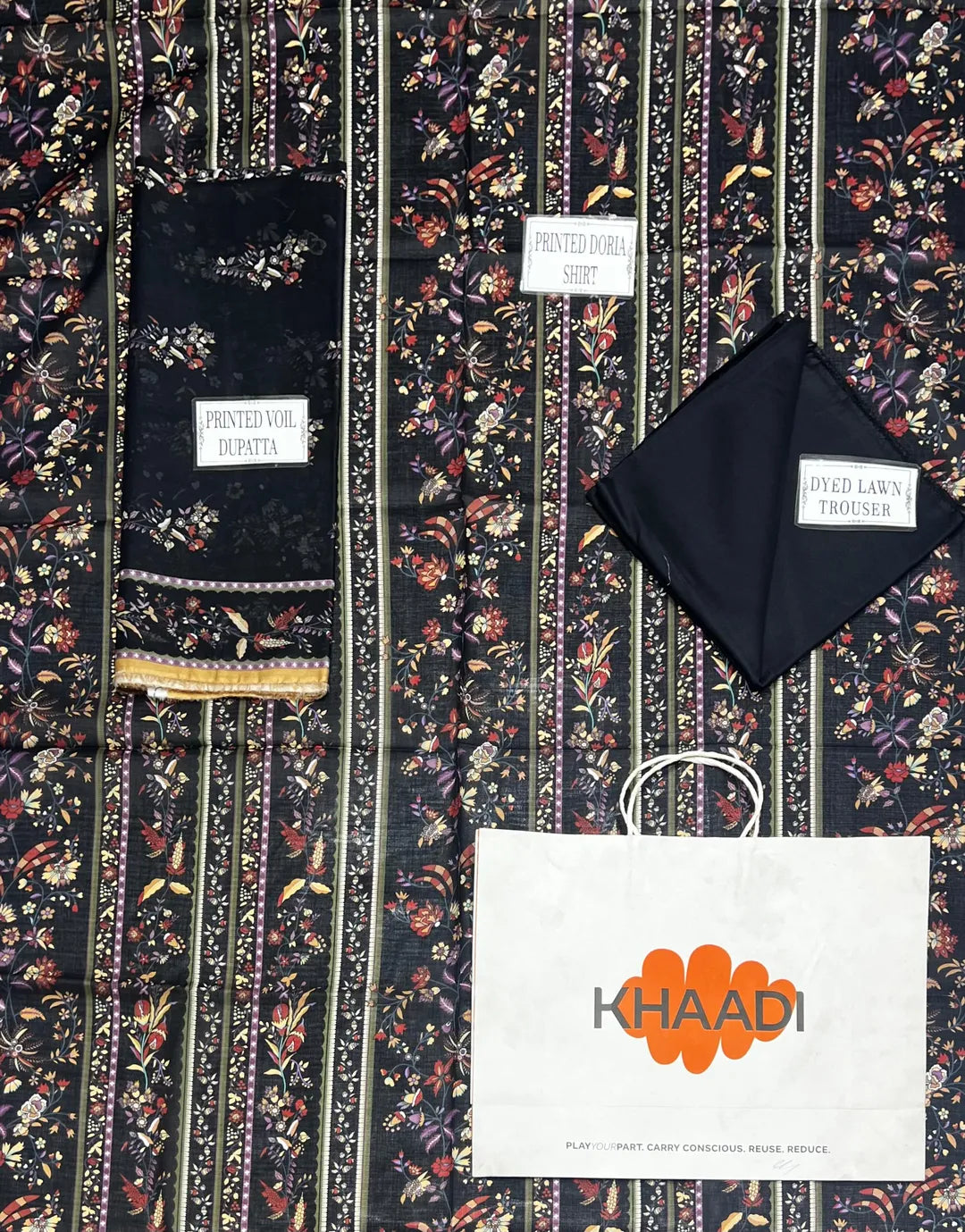 3 Pcs Women's Unstitched Digital Print Suit Brand Khaadi