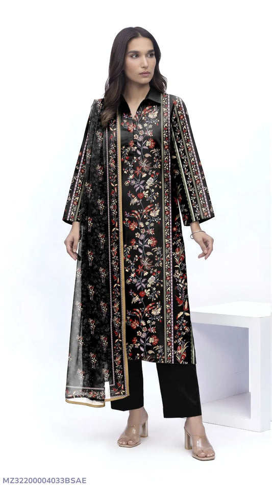 3 Pcs Women's Unstitched Digital Print Suit Brand Khaadi